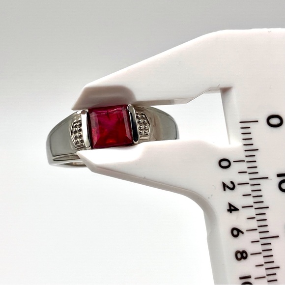 Genuine Ruby Solitaire Men’s Ring in Stainless Steel - Picture 1 of 8